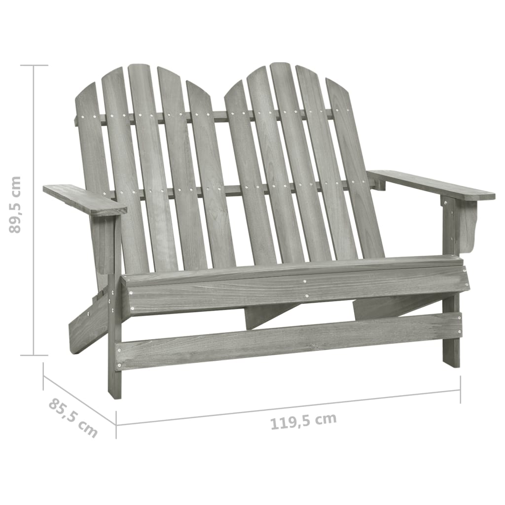 Sedia 2 Posti da Giardino Adirondack in Abete Massello Grigio cod mxl 5567