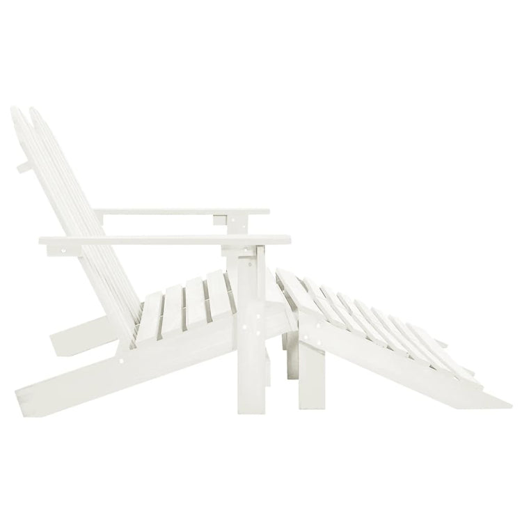 Sedia 2 Posti Adirondack con Ottomana in Abete Massello Bianco