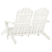 Sedia 2 Posti Adirondack con Ottomana in Abete Massello Bianco