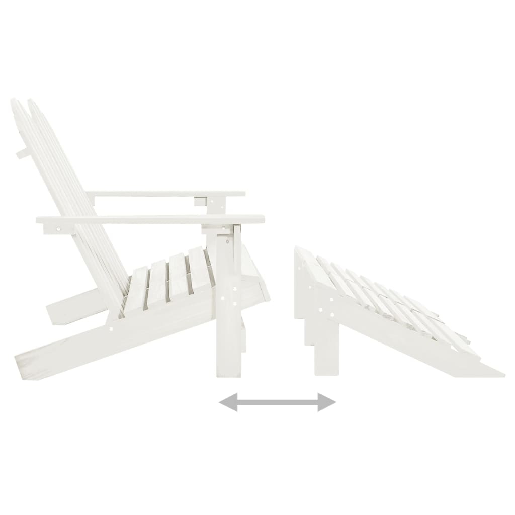 Sedia 2 Posti Adirondack con Ottomana in Abete Massello Bianco