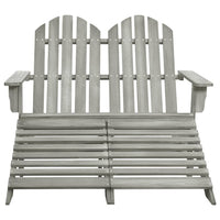 Sedia 2 Posti Adirondack con Ottomana in Abete Massello Grigio 