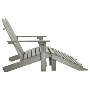 Sedia 2 Posti Adirondack con Ottomana in Abete Massello Grigio 