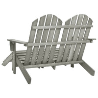 Sedia 2 Posti Adirondack con Ottomana in Abete Massello Grigio 