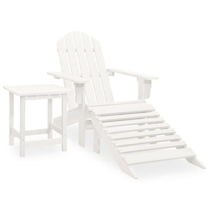 Sedia Adirondack con Ottomana e Tavolo in Abete Massello Bianco cod mxl 42721