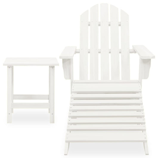 Sedia Adirondack con Ottomana e Tavolo in Abete Massello Bianco cod mxl 42721