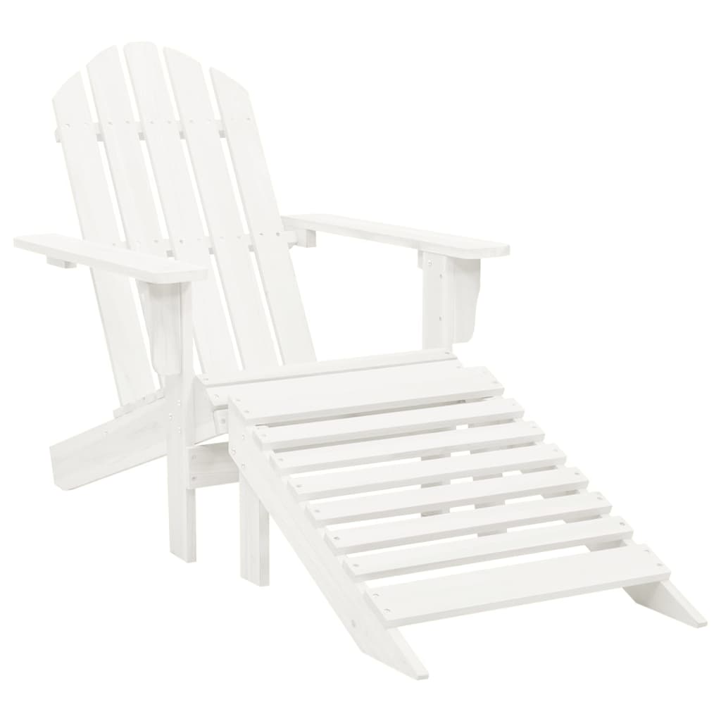 Sedia Adirondack con Ottomana e Tavolo in Abete Massello Bianco cod mxl 42721