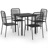 Set da Pranzo da Giardino 5 pz Nero in Vetro e Acciaio 3060208