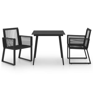 Set da Pranzo da Giardino 3 pz in Rattan PVC Nero 3060213