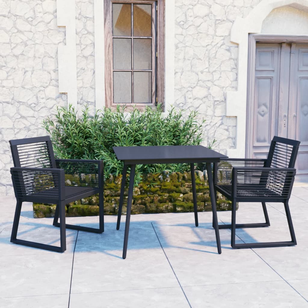 Set da Pranzo da Giardino 3 pz in Rattan PVC Nero 3060213