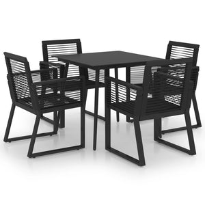 Set da Pranzo da Giardino 5 pz in Rattan PVC Nero cod mxl 44534