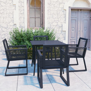 Set da Pranzo da Giardino 5 pz in Rattan PVC Nero cod mxl 44534