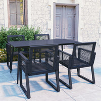 Set da Pranzo da Giardino 5 pz in Rattan PVC Nero cod mxl 45073