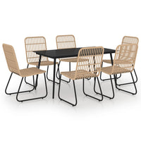 Set da Pranzo da Giardino 7 pz in Polyrattan e Vetro 3060234