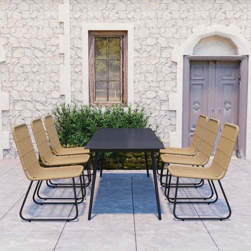 Set da Pranzo da Giardino 7 pz in Polyrattan e Vetro 3060235