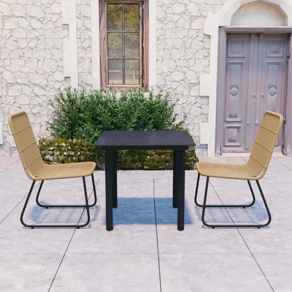 Set da Pranzo da Giardino 3 pz in Polyrattan e Vetro cod mxl 34647