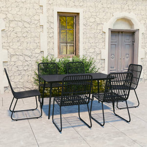 Set da Pranzo da Giardino 7 pz in Polyrattan e Vetro cod mxl 37728