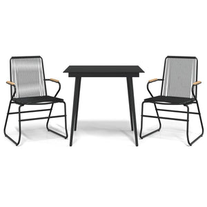 Set da Pranzo da Giardino 3 pz Nero in Rattan PVC 3060267