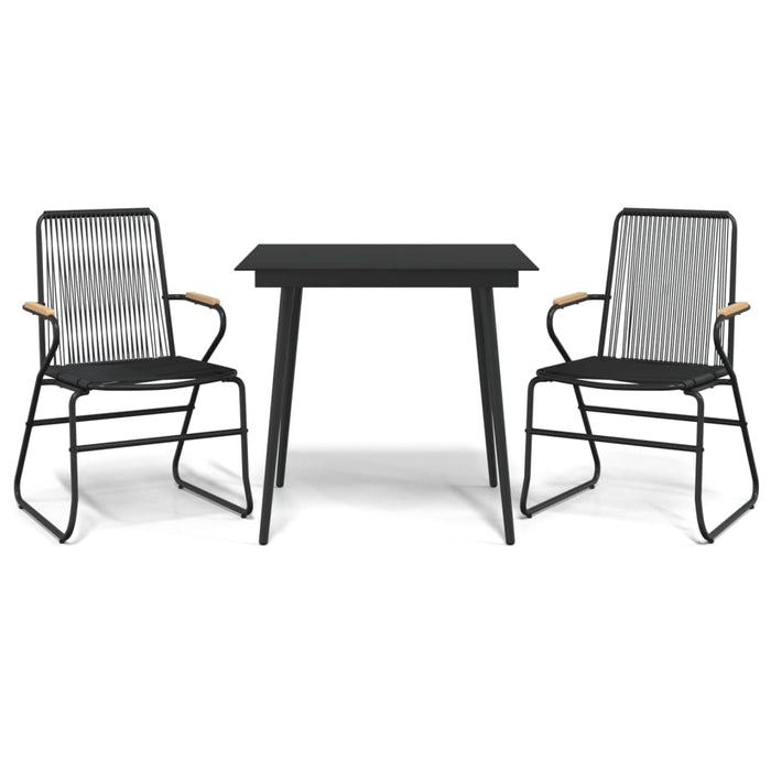 Set da Pranzo da Giardino 3 pz Nero in Rattan PVC 3060267