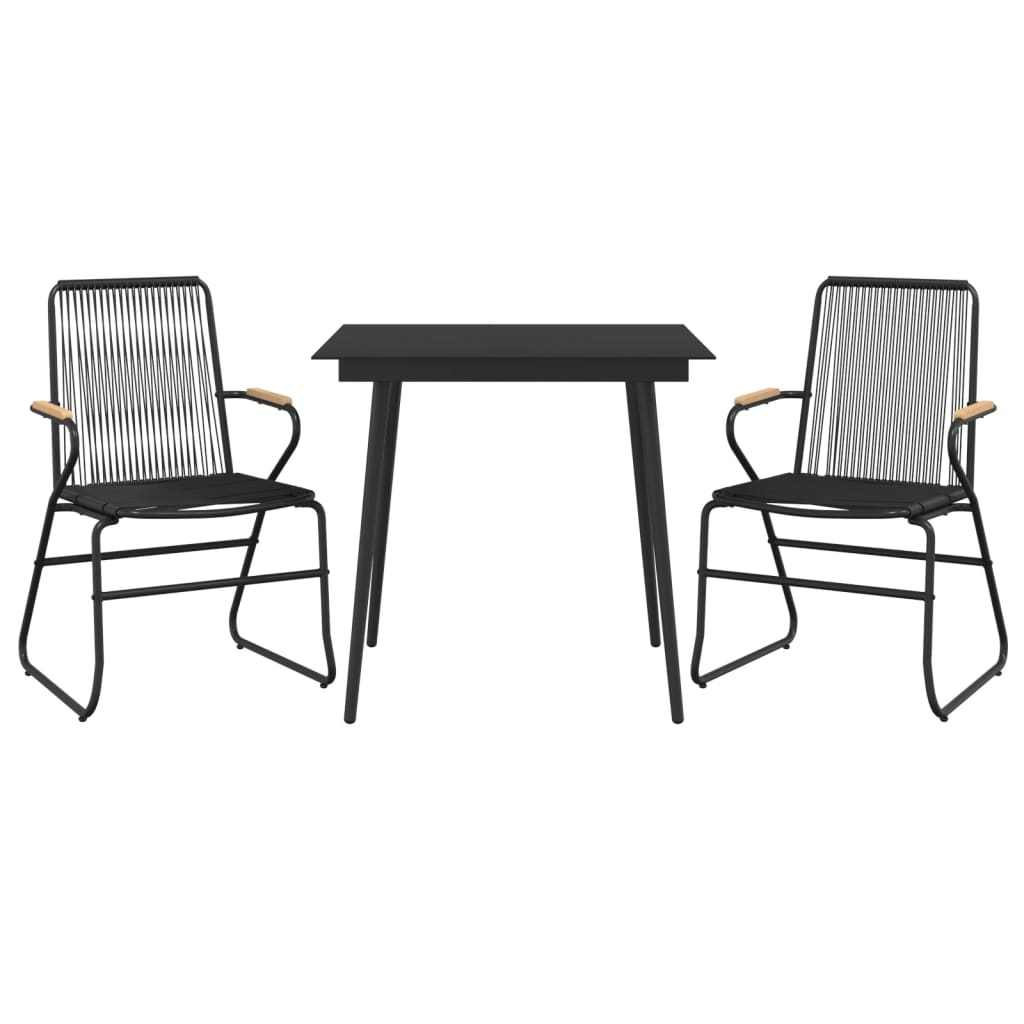 Set da Pranzo da Giardino 3 pz Nero in Rattan PVC 3060267