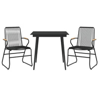 Set da Pranzo da Giardino 3 pz Nero in Rattan PVC 3060267