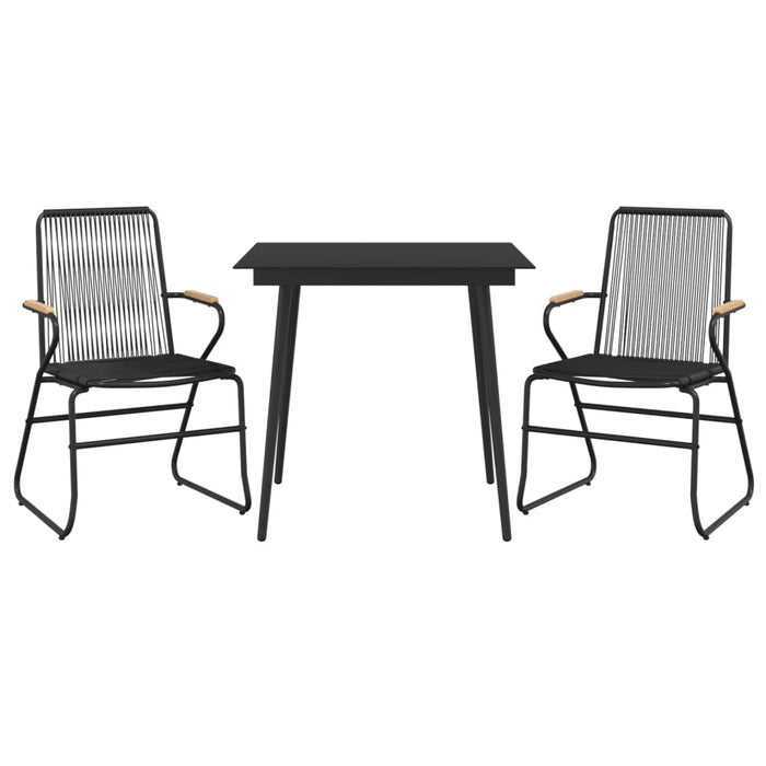 Set da Pranzo da Giardino 3 pz Nero in Rattan PVC 3060267