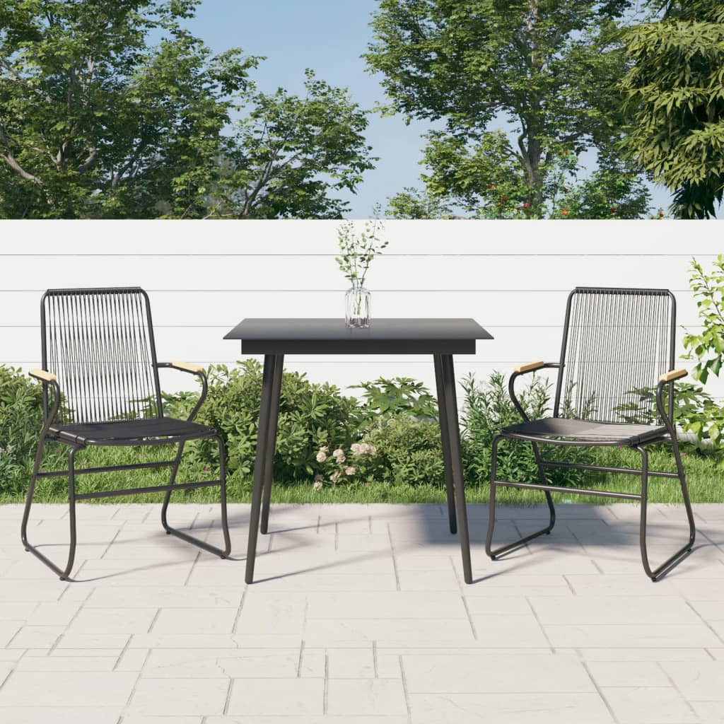 Set da Pranzo da Giardino 3 pz Nero in Rattan PVC 3060267