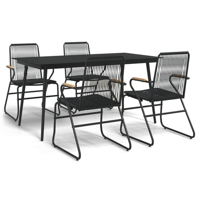 Set da Pranzo da Giardino 5 pz Nero in Rattan PVC 3060269