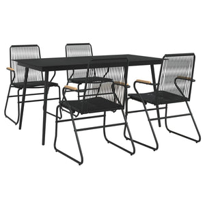 Set da Pranzo da Giardino 5 pz Nero in Rattan PVC 3060269