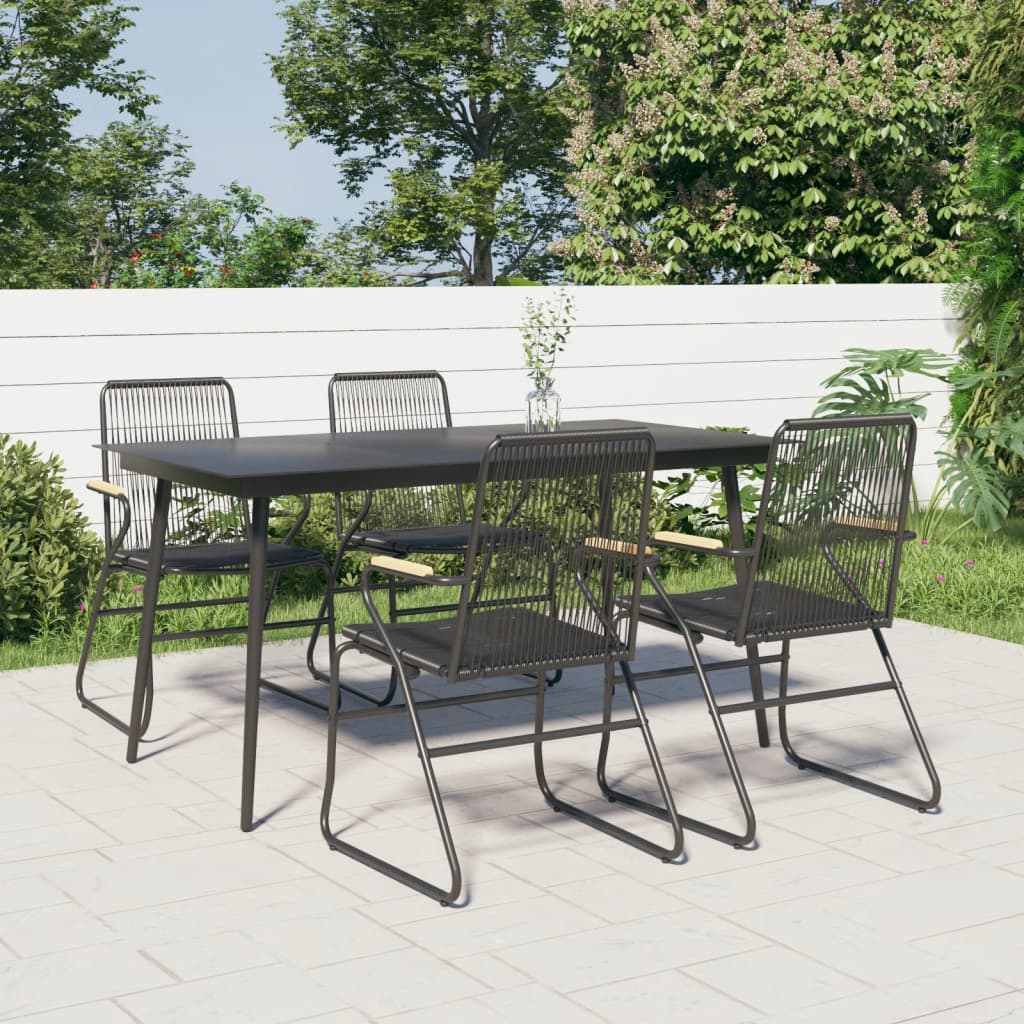 Set da Pranzo da Giardino 5 pz Nero in Rattan PVC 3060269