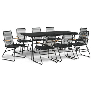 Set da Pranzo da Giardino 9 pz Nero in Rattan PVC 3060272