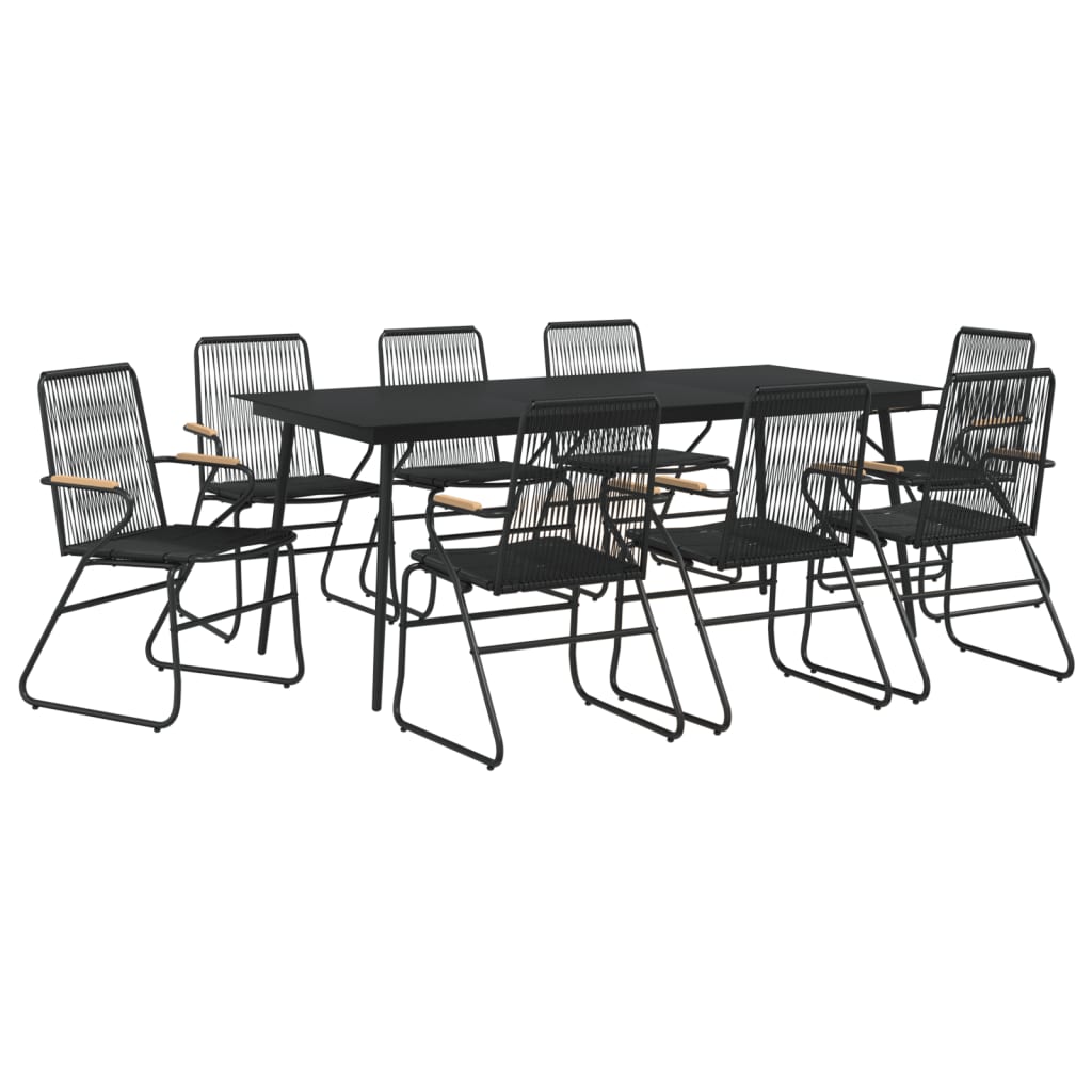 Set da Pranzo da Giardino 9 pz Nero in Rattan PVC 3060272