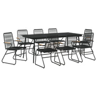 Set da Pranzo da Giardino 9 pz Nero in Rattan PVC 3060272