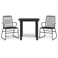 Set da Pranzo da Giardino 3 pz Nero in Rattan PVC 3060273