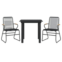 Set da Pranzo da Giardino 3 pz Nero in Rattan PVC 3060273