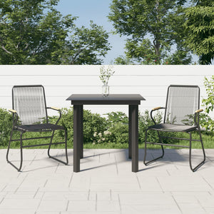 Set da Pranzo da Giardino 3 pz Nero in Rattan PVC 3060273