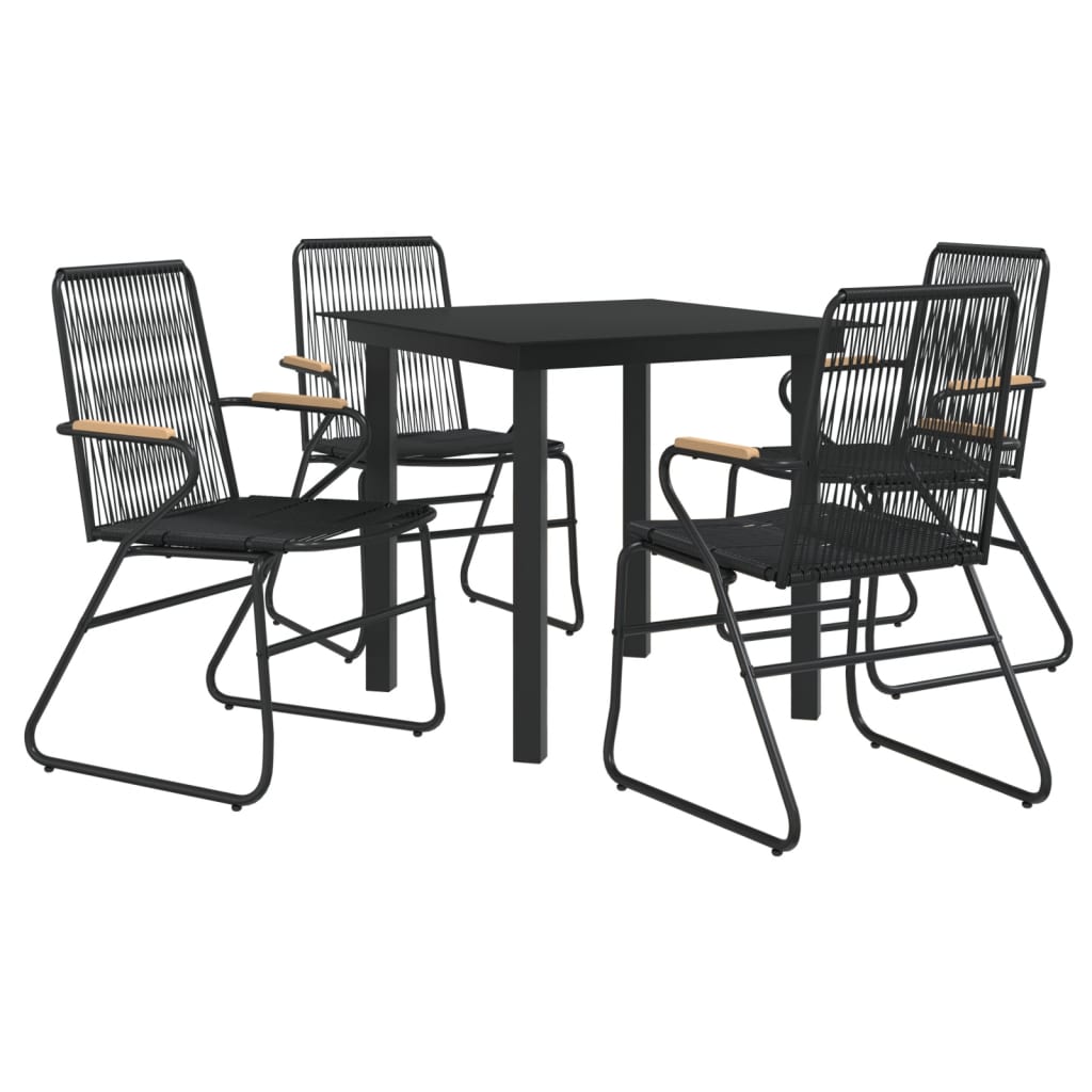 Set da Pranzo da Giardino 5 pz Nero in Rattan PVCcod mxl 72478