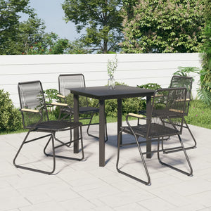 Set da Pranzo da Giardino 5 pz Nero in Rattan PVCcod mxl 72478