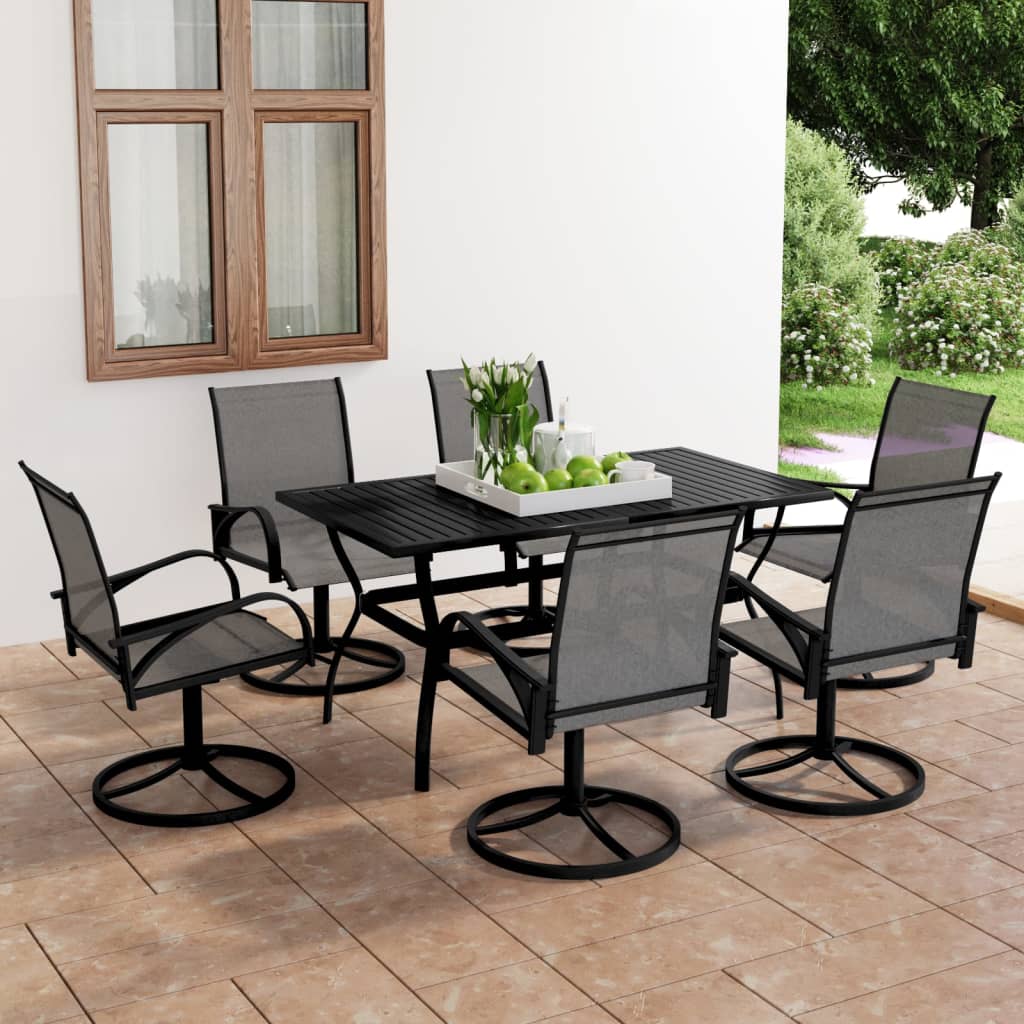 Set da Pranzo da Giardino 7 pz in Textilene e Acciaio cod mxl 35739