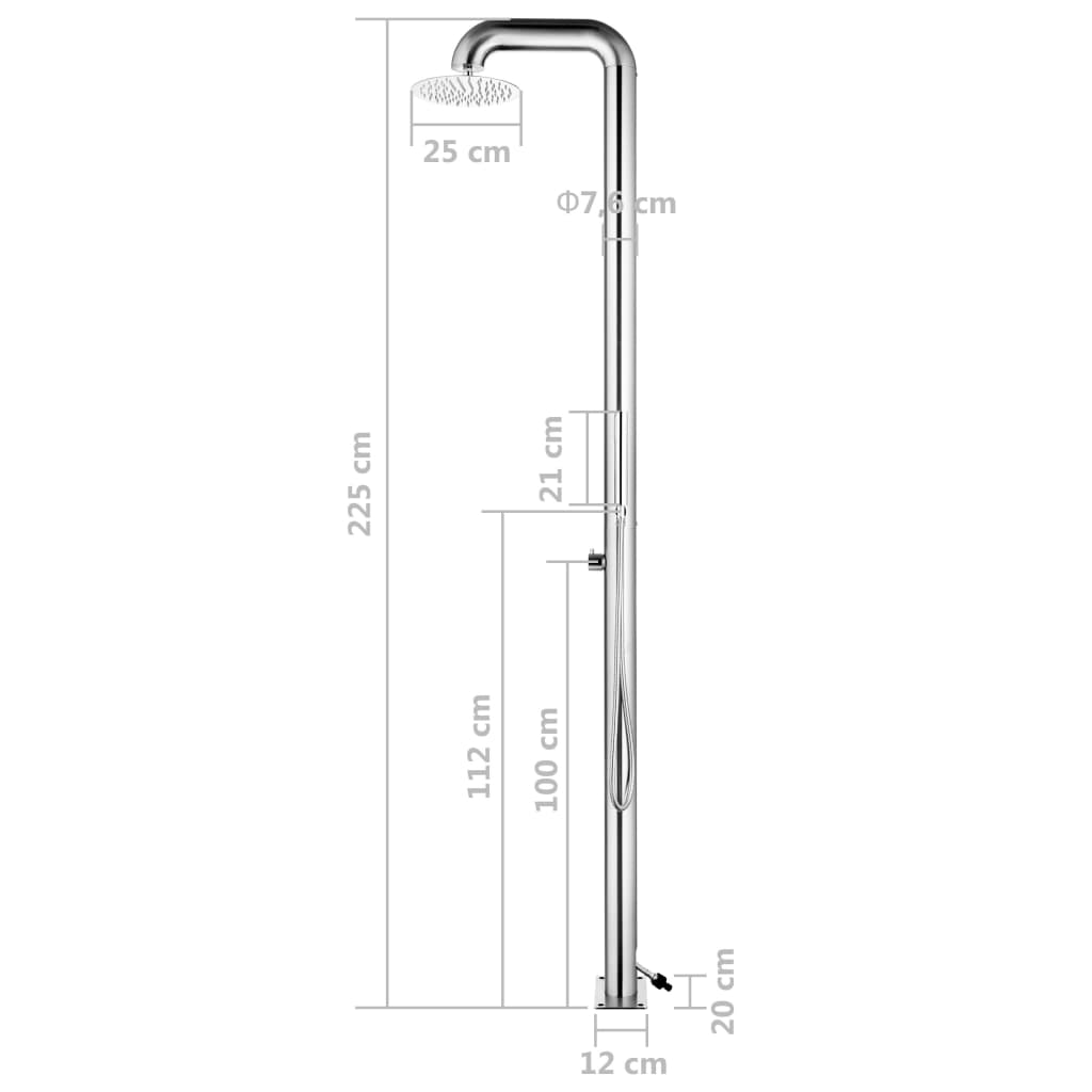 Doccia da Giardino 225 cm in Acciaio Inossidabile cod mxl 50912