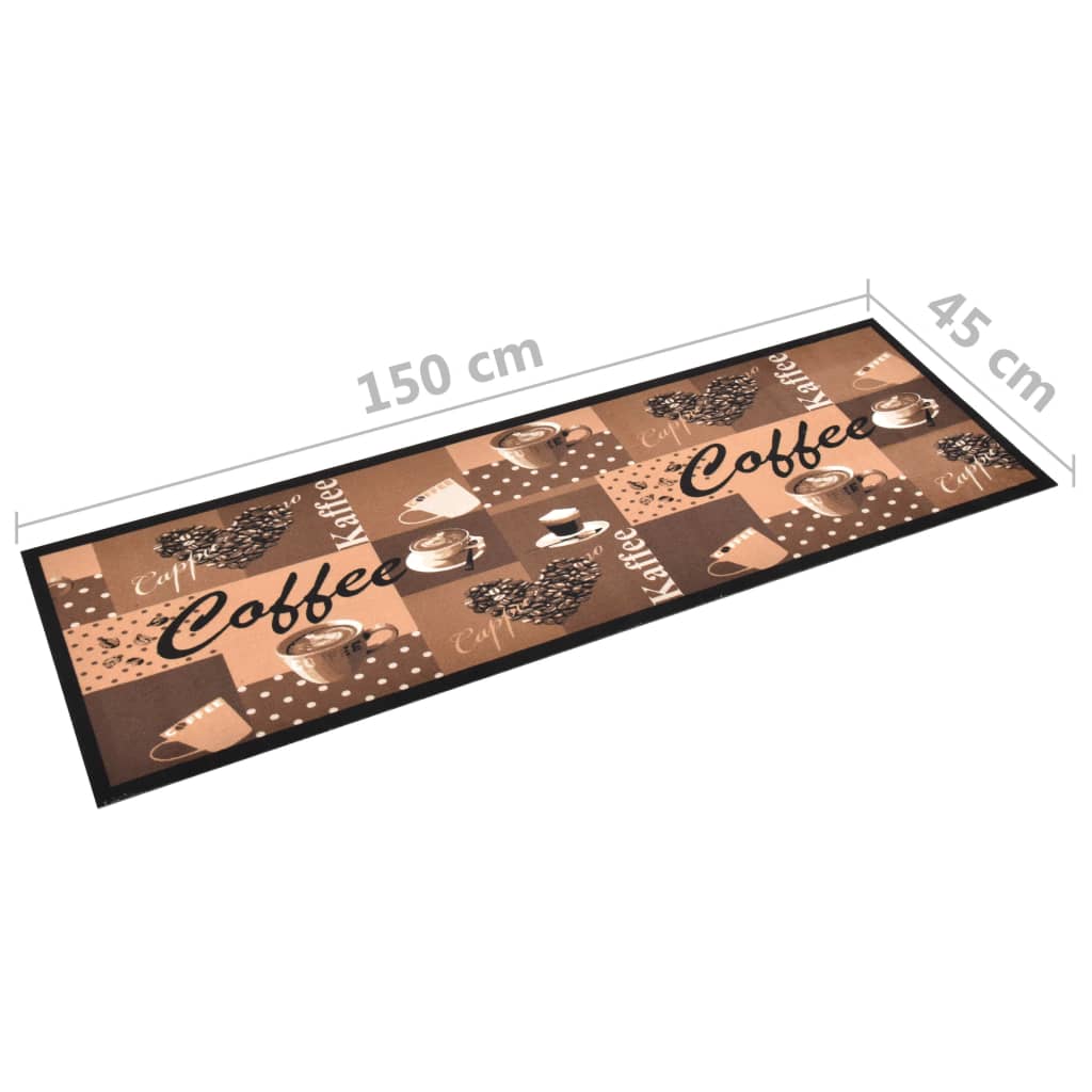 Tappetino da Cucina Lavabile Caffè Marrone 45x150 cm 315970