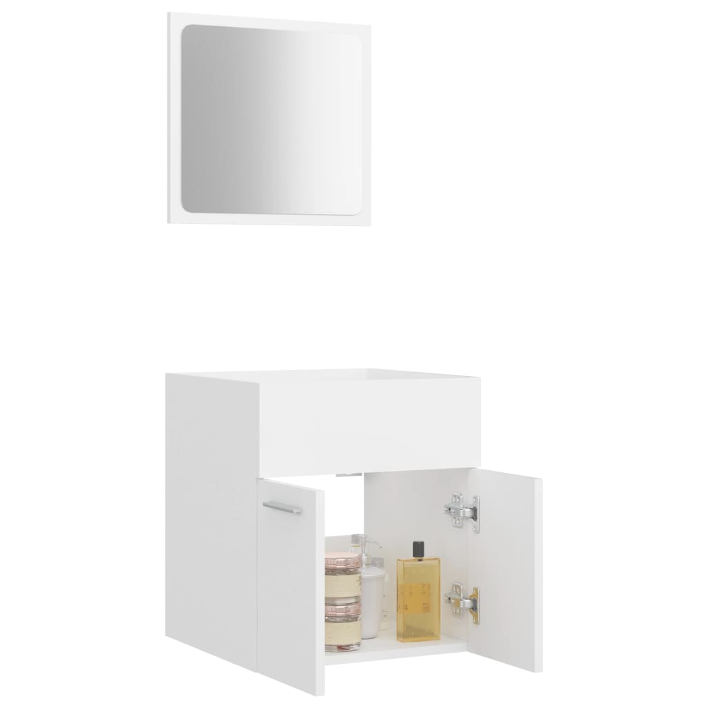 Set Mobili da Bagno 2 pz Bianco in Legno Multistrato 804773