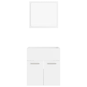 Set Mobili da Bagno 2 pz Bianco in Legno Multistrato 804773