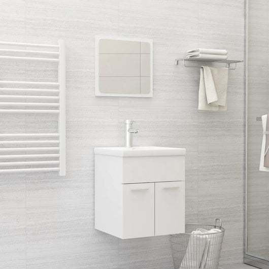 Set Mobili da Bagno 2 pz Bianco in Legno Multistrato 804773