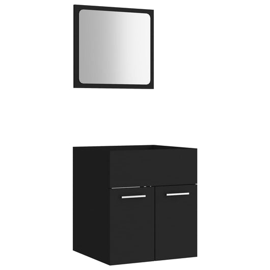 Set Mobili da Bagno 2 pz Nero in Legno Multistrato 804774