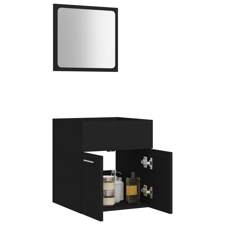 Set Mobili da Bagno 2 pz Nero in Legno Multistrato 804774