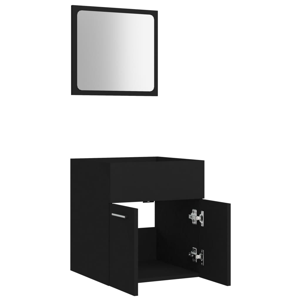 Set Mobili da Bagno 2 pz Nero in Legno Multistrato 804774