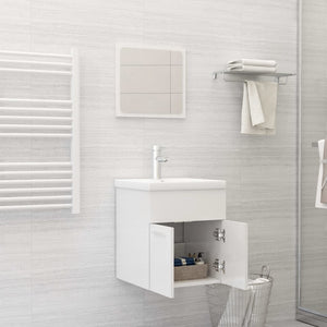 Set Mobili da Bagno 2 pz Bianco Lucido in Legno Multistrato 804779