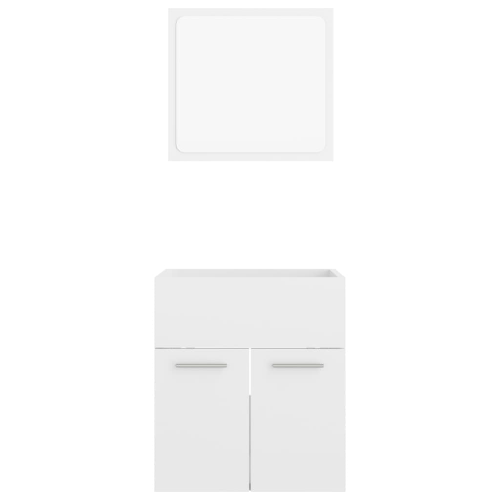 Set Mobili da Bagno 2 pz Bianco Lucido in Legno Multistrato 804779