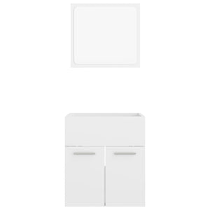 Set Mobili da Bagno 2 pz Bianco Lucido in Legno Multistrato 804779