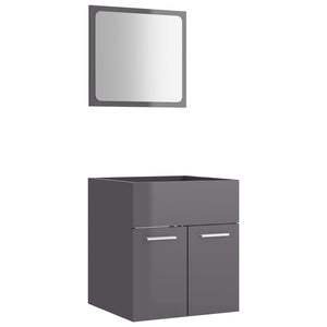 Set Mobili da Bagno 2 pz Grigio Lucido in Legno Multistrato 804781